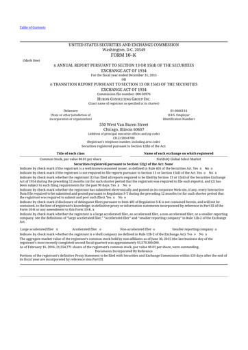 Vorschaubild Huron Consulting 10-K Jahresbericht 2015