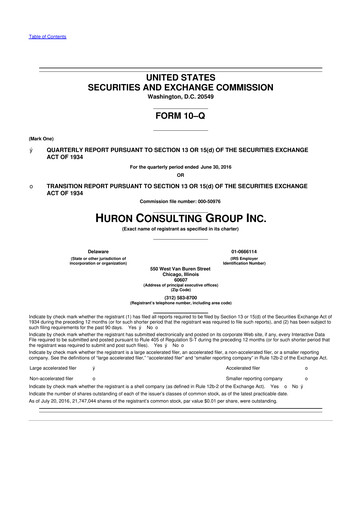 Thumbnail Huron Consulting 10-Q Quarterly Report FY2016 