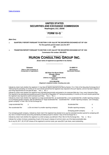 Thumbnail Huron Consulting 10-Q Quarterly Report FY2017 
