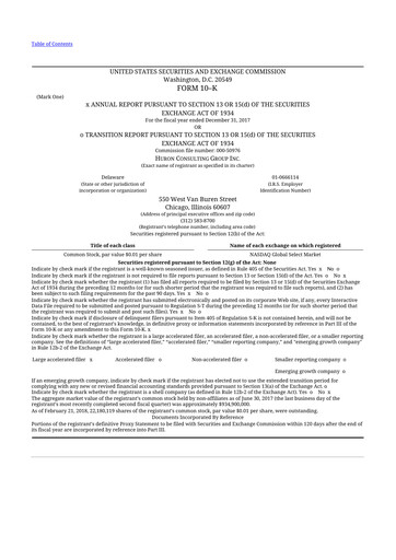 Vorschaubild Huron Consulting 10-K Jahresbericht 2017