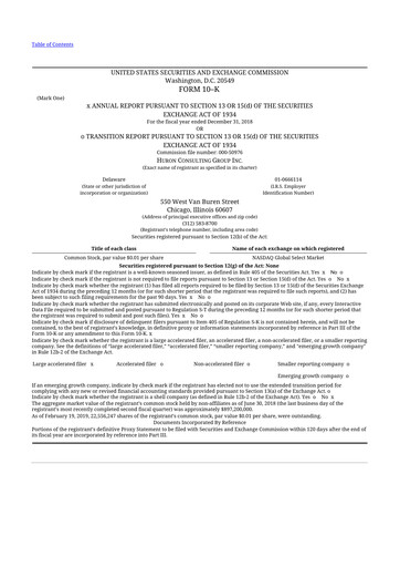 Vorschaubild Huron Consulting 10-K Jahresbericht 2018