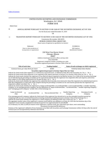 Vorschaubild Huron Consulting 10-K Jahresbericht 2019