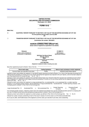 Thumbnail Huron Consulting 10-Q Quarterly Report FY2020 