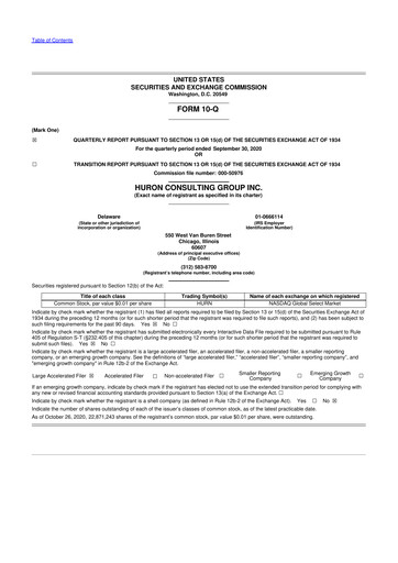 Thumbnail Huron Consulting 10-Q Quarterly Report FY2020 