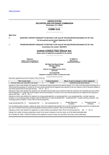 Thumbnail Huron Consulting 10-Q Quarterly Report FY2022 