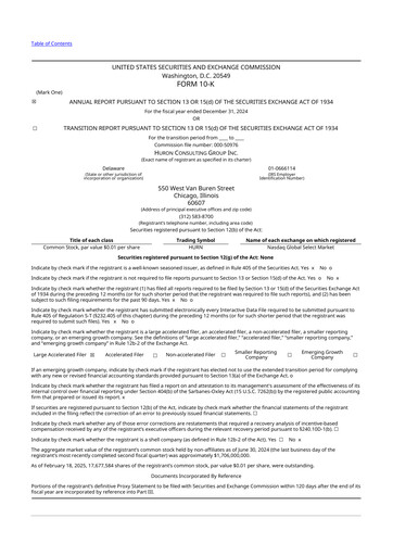 Vorschaubild Huron Consulting 10-K Jahresbericht 2024