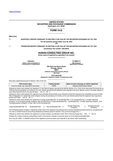 Thumbnail Huron Consulting 10-Q Quarterly Report FY2025 