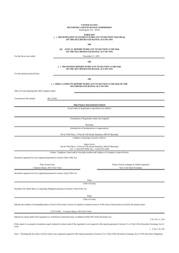 Thumbnail SFL Corp
 20-F Annual Report 2018