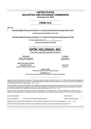 Thumbnail Spok Holdings
 10-Q Quarterly Report FY2014 
