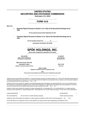 Thumbnail Spok Holdings
 10-Q Quarterly Report FY2015 