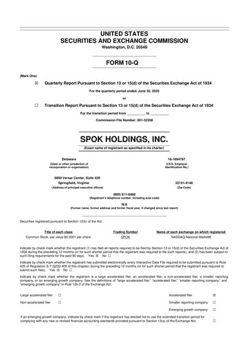 Thumbnail Spok Holdings
 10-Q Quarterly Report FY2020 
