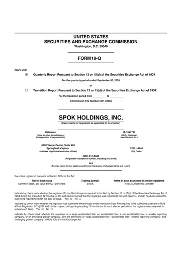 Thumbnail Spok Holdings
 10-Q Quarterly Report FY2020 