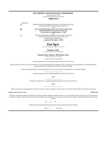 Vorschaubild ENI 20-F Jahresbericht 