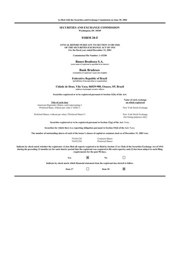 Thumbnail Banco Bradesco 20-F Annual Report 