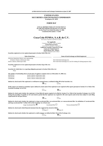 Thumbnail Coca-Cola FEMSA 20-F Annual Report 