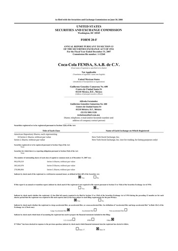 Thumbnail Coca-Cola FEMSA 20-F Annual Report 