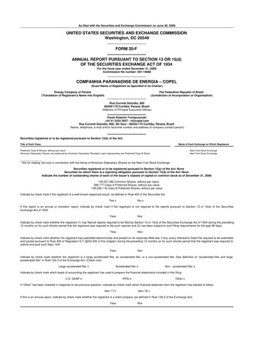 Miniature Companhia Paranaense de Energia (COPEL) 20-F Rapport annuel 