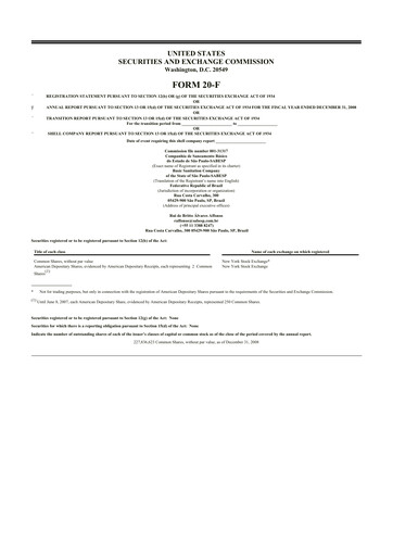 Miniature Sabesp 20-F Rapport annuel 