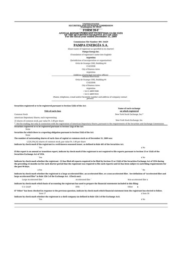 Miniature Pampa Energía
 20-F Rapport annuel 
