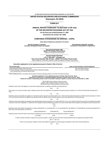 Miniature Companhia Paranaense de Energia (COPEL) 20-F Rapport annuel 