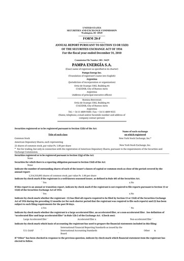 Miniature Pampa Energía
 20-F Rapport annuel 