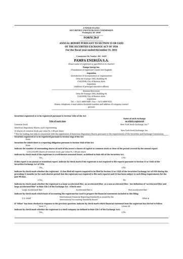 Miniature Pampa Energía
 20-F Rapport annuel 