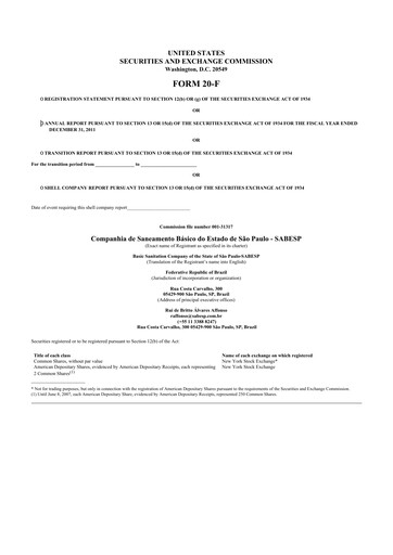 Miniature Sabesp 20-F Rapport annuel 