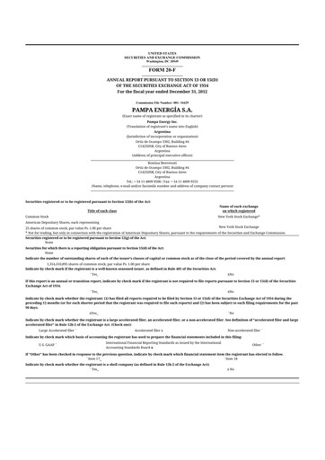 Miniature Pampa Energía
 20-F Rapport annuel 