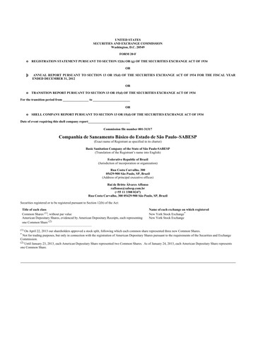 Miniature Sabesp 20-F Rapport annuel 