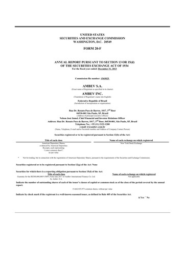 Thumbnail Ambev 20-F Annual Report 