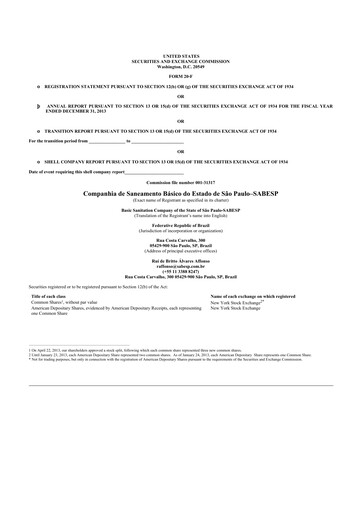 Miniature Sabesp 20-F Rapport annuel 