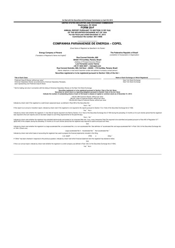 Miniature Companhia Paranaense de Energia (COPEL) 20-F Rapport annuel 
