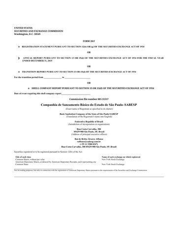 Miniature Sabesp 20-F Rapport annuel 