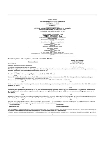 Miniature Pampa Energía
 20-F Rapport annuel 