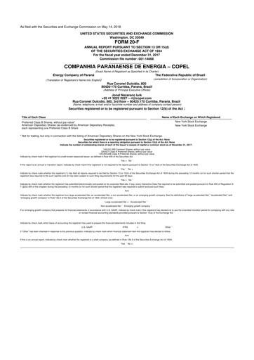 Miniature Companhia Paranaense de Energia (COPEL) 20-F Rapport annuel 