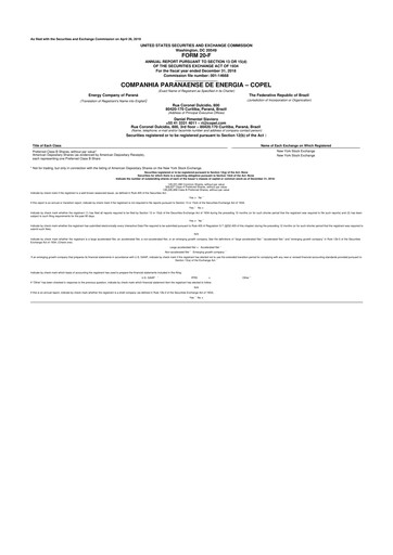 Miniature Companhia Paranaense de Energia (COPEL) 20-F Rapport annuel 2018