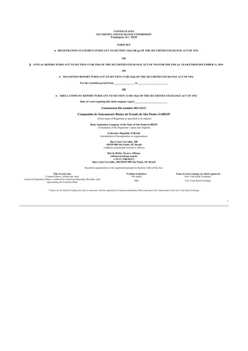 Miniature Sabesp 20-F Rapport annuel 