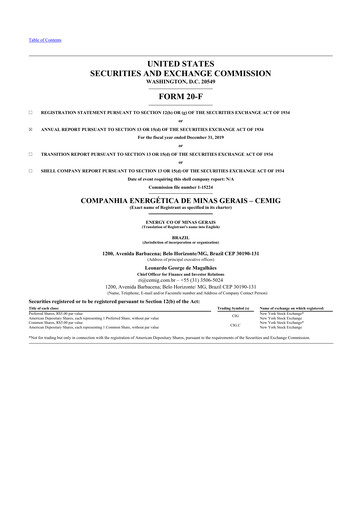 Vorschaubild Cemig 20-F Jahresbericht 2019