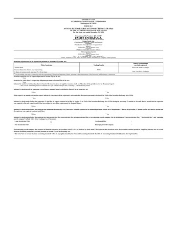 Miniature Pampa Energía
 20-F Rapport annuel 2020