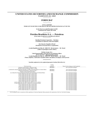 Thumbnail Petrobras 20-F Annual Report 2021