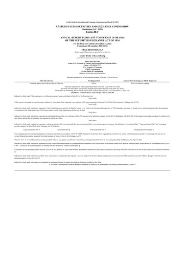 Thumbnail Nexa Resources 20-F Annual Report 2022