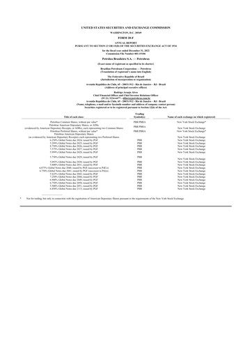 Thumbnail Petrobras 20-F Annual Report 2022