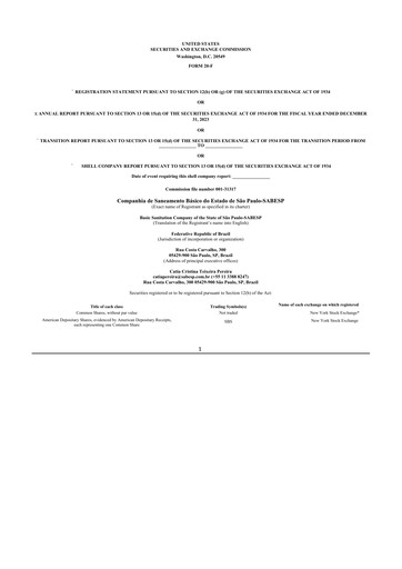 Miniature Sabesp 20-F Rapport annuel 2023