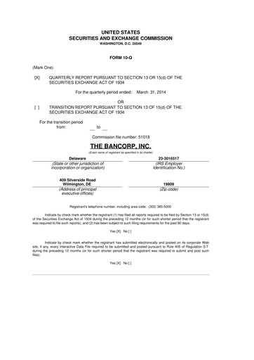 Thumbnail The Bancorp, Inc. 10-Q Quarterly Report FY2014 