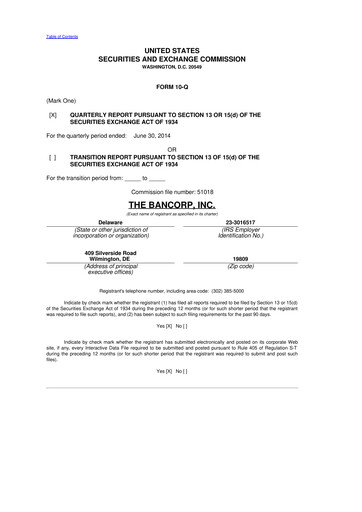 Thumbnail The Bancorp, Inc. 10-Q Quarterly Report FY2014 