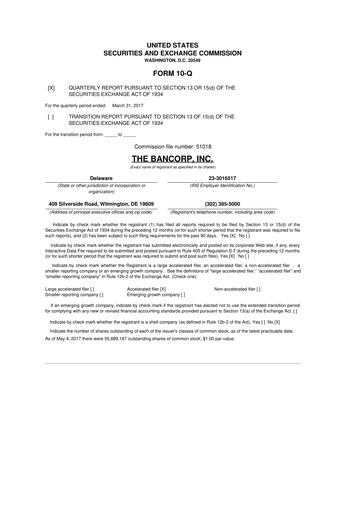 Thumbnail The Bancorp, Inc. 10-Q Quarterly Report FY2017 