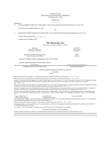 Vorschaubild The Bancorp, Inc. 10-K Jahresbericht 2018