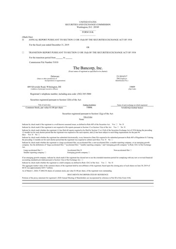 Vorschaubild The Bancorp, Inc. 10-K Jahresbericht 2019