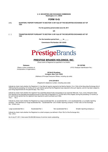 Thumbnail Prestige Consumer Healthcare 10-Q Quarterly Report FY2012 
