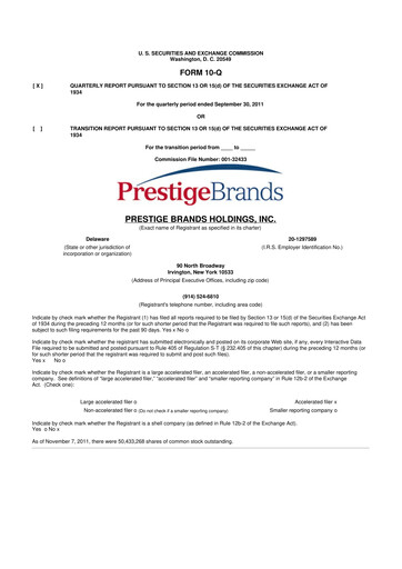 Thumbnail Prestige Consumer Healthcare 10-Q Quarterly Report FY2012 